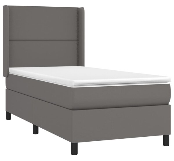 Box spring postel s matrací a LED šedá 100x200 cm umělá kůže 3139311