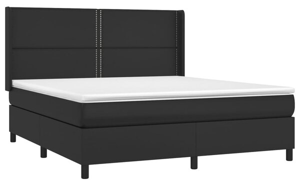 Box spring postel s matrací a LED černá 180x200 cm umělá kůže 3139337
