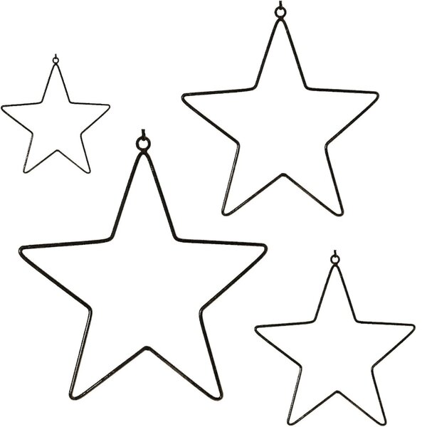 Závěsná vánoční dekorace BLACK STARS, sada 4 ks