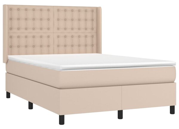 Box spring postel matrace a LED cappuccino 140x200cm umělá kůže 3139390