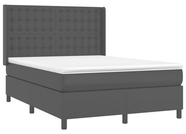 Box spring postel s matrací a LED černá 140 x 190 cm umělá kůže 3139379