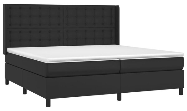 Box spring postel s matrací a LED černá 200x200 cm umělá kůže 3139403
