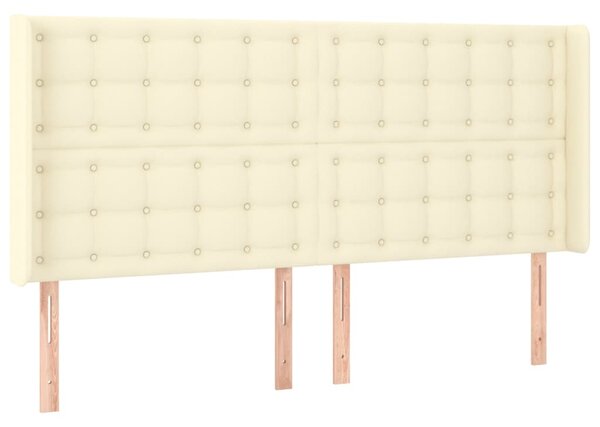 Box spring postel s matrací a LED krémová 160x200 cm umělá kůže 3139393