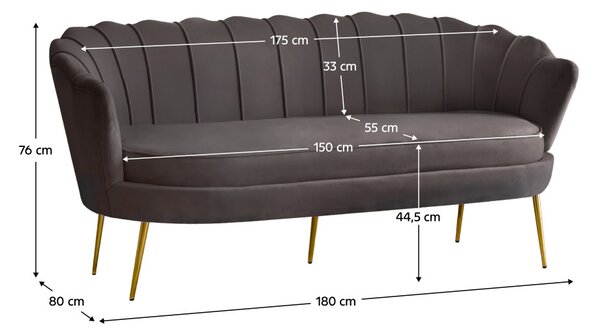 Pohovka trojsedačka ve stylu Art-deco Noblo (šedohnědá)