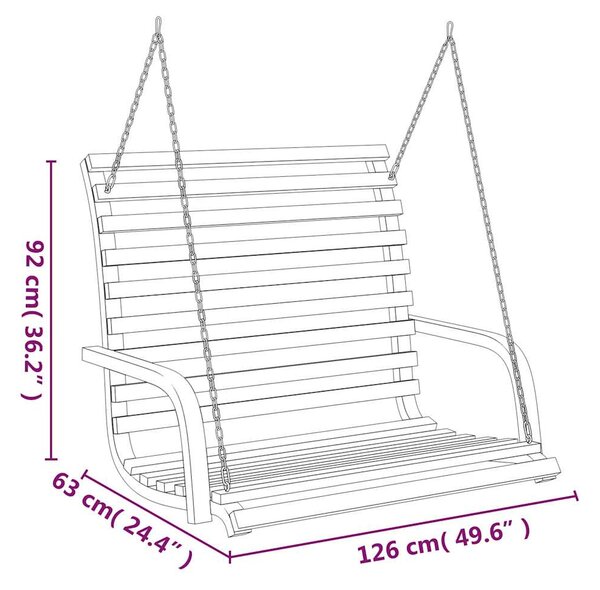 Houpací lavice ohýbané dřevo s teakovou úpravou 126x63x92 cm 313940