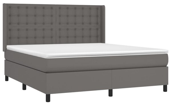 Box spring postel s matrací a LED šedá 160x200 cm umělá kůže 3139395