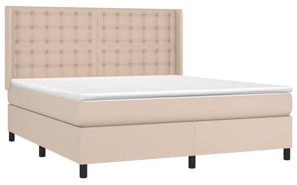 Box spring postel matrace a LED cappuccino 160x200cm umělá kůže 3139396