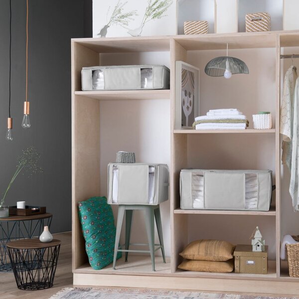Vakuový vyztužený látkový úložný box na oblečení 56x56x16,5 cm Granit – Compactor