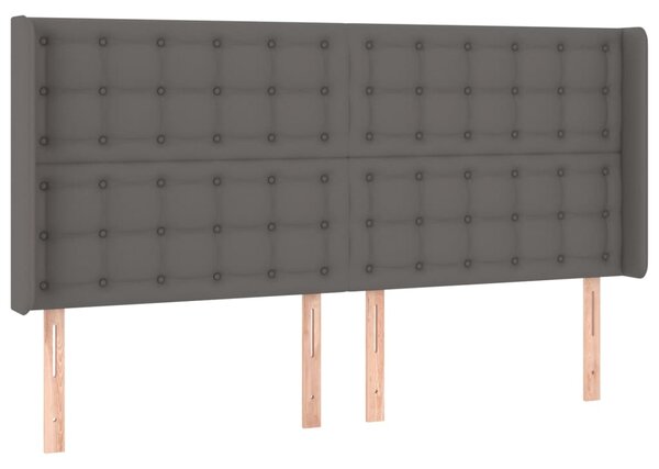 Box spring postel s matrací a LED šedá 160x200 cm umělá kůže 3139395