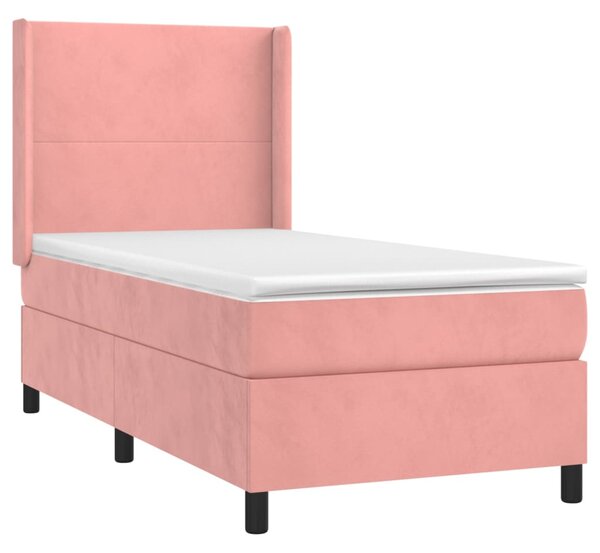 Box spring postel s matrací a LED růžová 80 x 200 cm samet 3139414