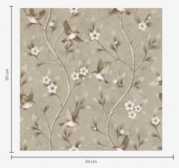 Tapety Slonovinové květy na taupe, Tapety zvířata, Tapety ptáci, a00882 : uwalls.cz