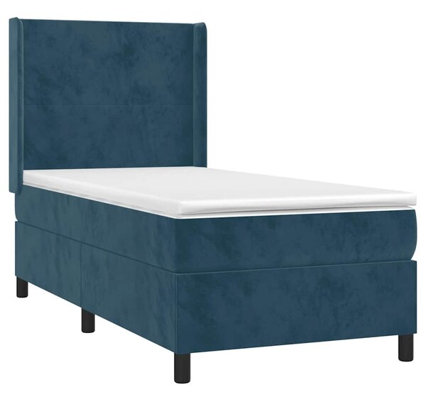 Box spring postel s matrací a LED tmavě modrá 90x190 cm samet 3139419