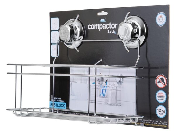 Samodržící kovová koupelnová polička ve stříbrné barvě Bestlock Bath – Compactor