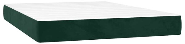 Box spring postel s matrací a LED tmavě zelená 140x190 cm samet 3139742