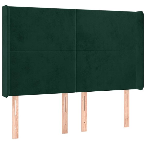 Box spring postel s matrací a LED tmavě zelená 140x190 cm samet 3139442