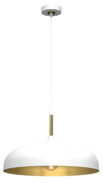 Závěsné svítidlo Lincoln, 1x zlaté/bílé kovové stínítko, (fi 45cm), w/g