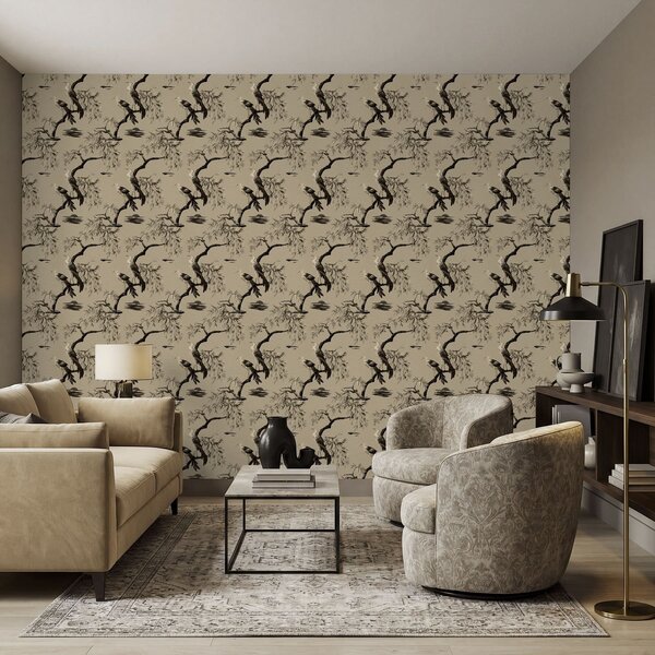 Tapety Ptáci na větvi v monochromatických tónech, Tapety zvířata, Tapety ptáci, a01116v2 : uwalls.cz
