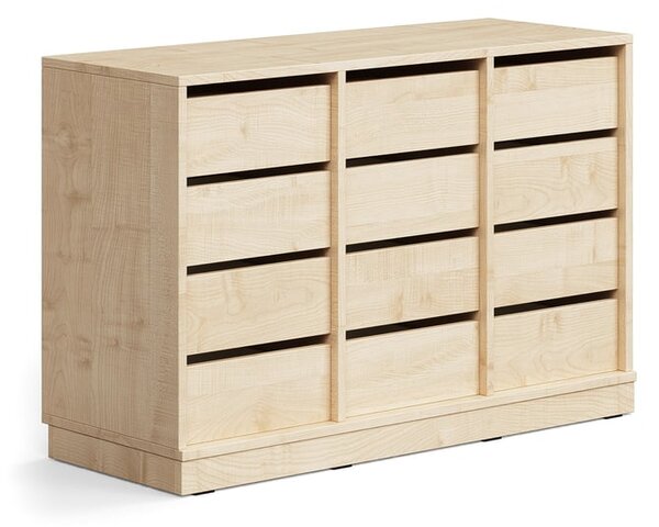AJ Produkty Skříňka CASPER, 12 zásuvek, sokl, bříza