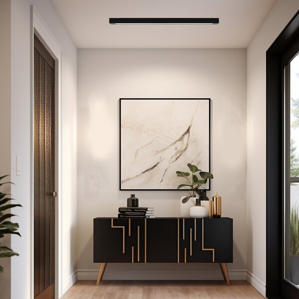 Stropní svítidlo Lungo, 1x černé kovové stínítko, (124 cm)