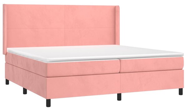Box spring postel s matrací a LED růžová 200x200 cm samet 3139468