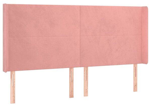 Box spring postel s matrací a LED růžová 200x200 cm samet 3139468