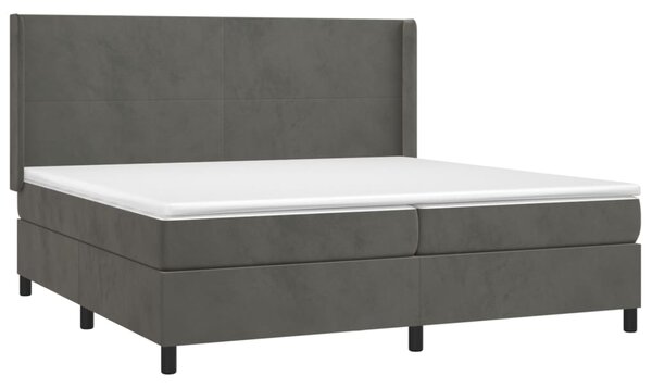 Box spring postel s matrací a LED tmavě šedá 200x200 cm samet 3139464