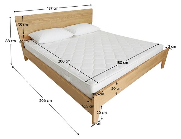 Manželská postel 180 cm Banquete 1 (přírodní) (s roštem)