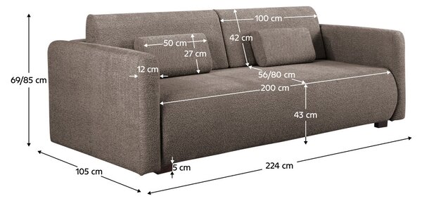 Rozkládací pohovka Agonica 1 (hnědá) (s úl. prostorem)