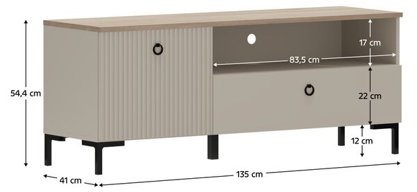 TV skříňka Denegacion 1 (šedohnědá + dub silverjack)