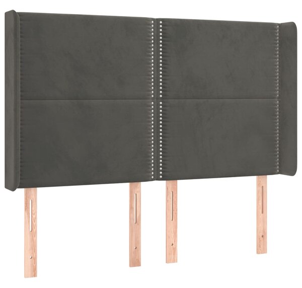 Box spring postel s matrací a LED tmavě šedá 140x200 cm samet 3139506