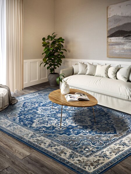 Koberec Villeroy & Boch Kollektion 1869 Jehanne modrý / krémový