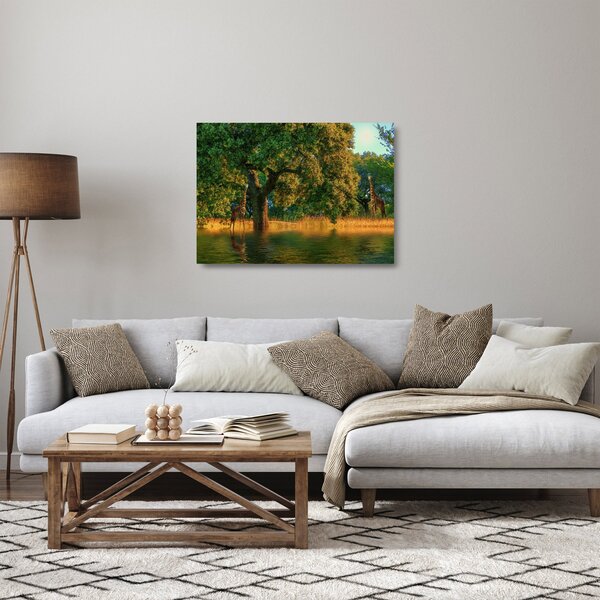 Skleněný obraz žiraf v přírodě (70x50 cm)