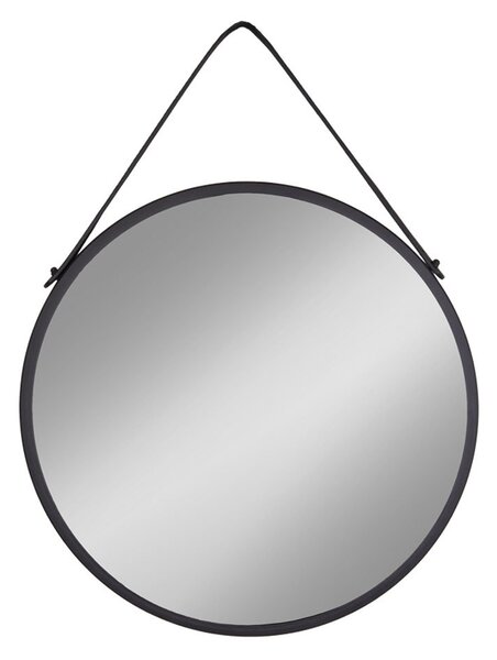 House Nordic Zrcadlo Trapani (Zrcadlo s černým ocelovým rámem a PU páskem\nØ60 cm)