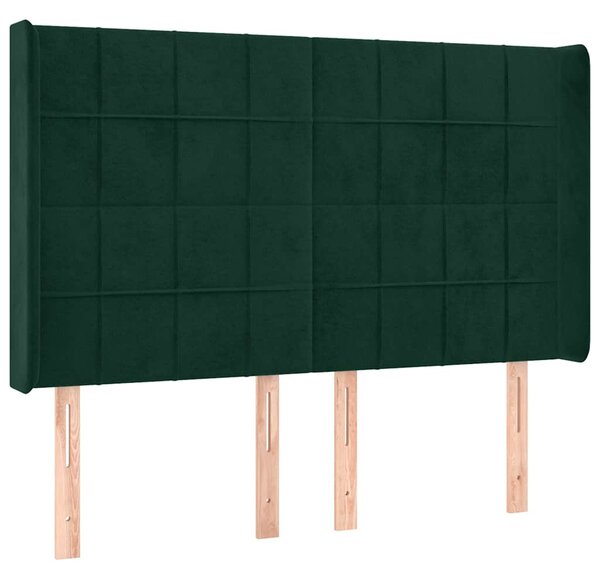 Box spring postel s matrací a LED tmavě zelená 140x190 cm samet 3139562