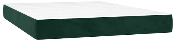 Box spring postel s matrací a LED tmavě zelená 140x190 cm samet 3139562