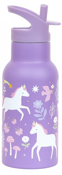 A Little Lovely Company - nerezová lahev na pití, 350 ml - jednorožci a duha