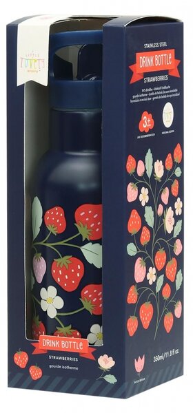 A Little Lovely Company - nerezová lahev na pití, 350 ml - jahody