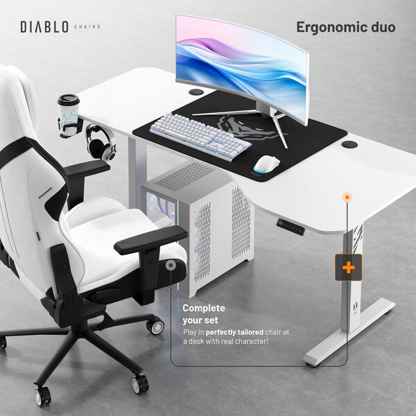 Výškově Nastavitelný Pracovní Stůl Diablo X-Tensio 1600 Bílý