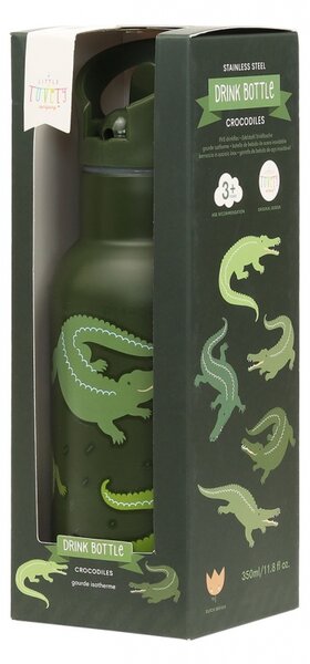 A Little Lovely Company - nerezová lahev na pití, 350 ml - krokodýl