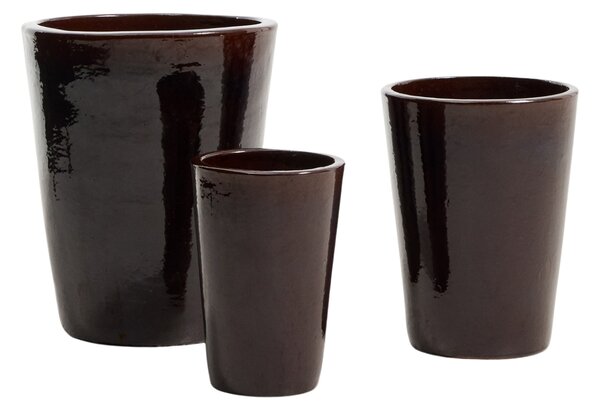 Kave Home Set tří hnědých zahradních květináčů Rotja ⌀ 26/35/47 cm