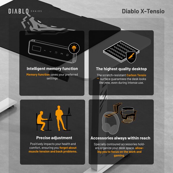 Výškově nastavitelný stůl Diablo X-Tensio 1100 bílý