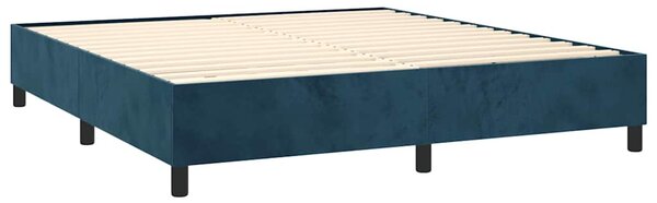 Box spring postel s matrací a LED tmavě modrá 160x200 cm samet 3139575