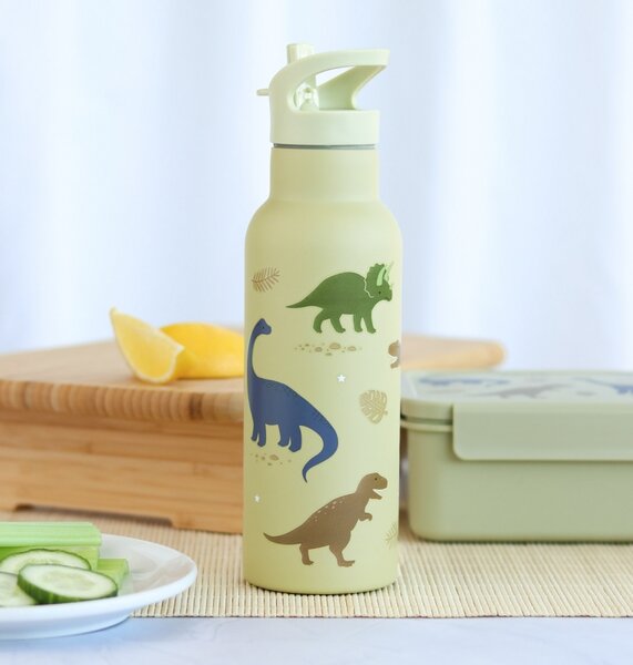 A Little Lovely Company - nerezová lahev na pití, 500 ml - dinosauři