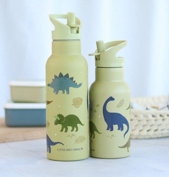 A Little Lovely Company - nerezová lahev na pití, 500 ml - dinosauři