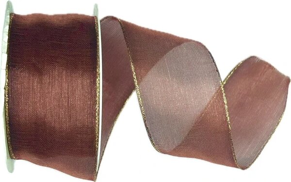 Stuha organzová ORGANDY BROWN 40mm x 2m (13,-Kč/m)