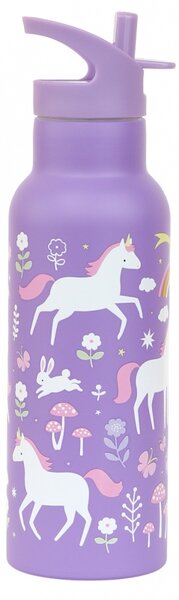A Little Lovely Company - nerezová lahev na pití, 500 ml - jednorožci a duha