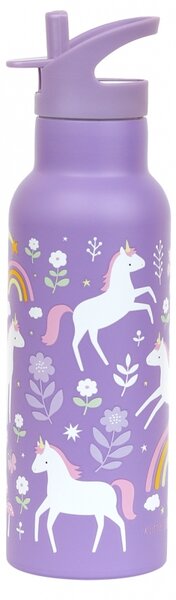 A Little Lovely Company - nerezová lahev na pití, 500 ml - jednorožci a duha