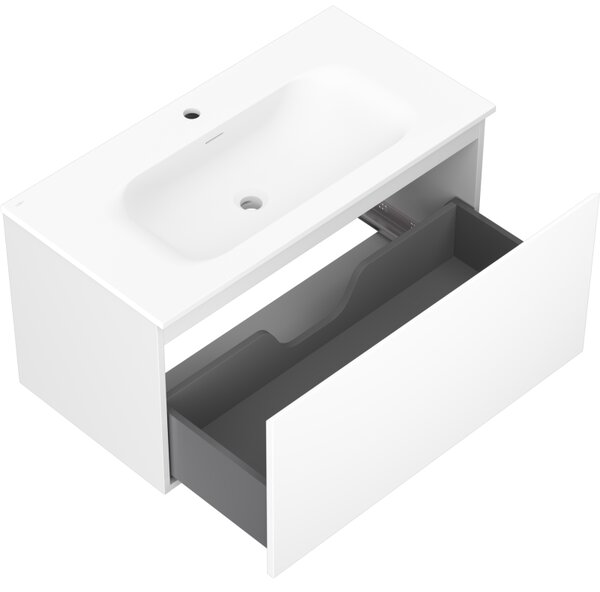 Mexen Orio, koupelnová skříňka 90 cm s umyvadlem Vela, 1 zásuvka, bílá matná, 91A10-09047-1-BF01-W23M01