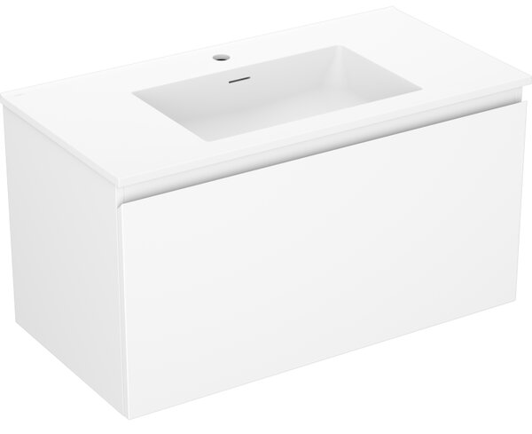 Mexen Orio, koupelnová skříňka 90 cm s umyvadlem Otis, 1 zásuvka, bílá matná, 91A10-09047-1-BF01-W18M01