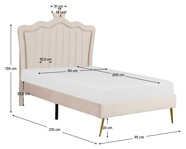 Jednolůžková postel 90 cm Reinsercion 1 (béžová) (s roštem)